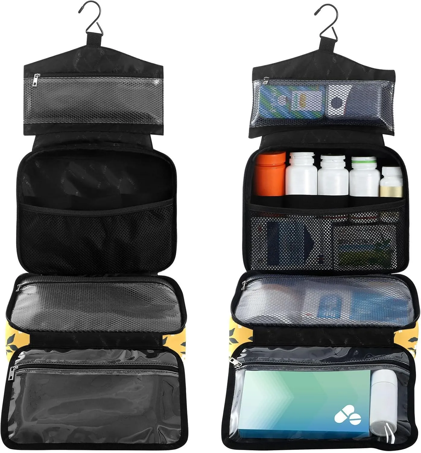 Fustylead Cute Vibrant Blooming White Floral Large Medical Storage Bag with Zipper Empty First Aid Bag Trauma Kit for Traveling Hiking Camping Backpacking