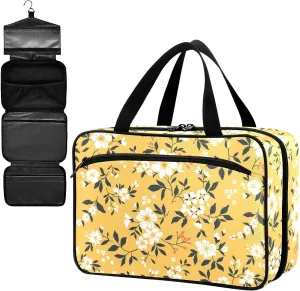 Fustylead Cute Vibrant Blooming White Floral Large Medical Storage Bag with Zipper Empty First Aid Bag Trauma Kit for Traveling Hiking Camping Backpacking