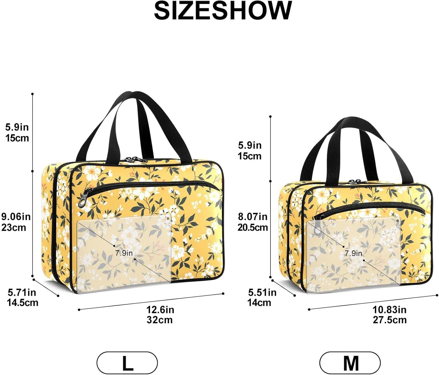 Fustylead Cute Vibrant Blooming White Floral Large Medical Storage Bag with Zipper Empty First Aid Bag Trauma Kit for Traveling Hiking Camping Backpacking