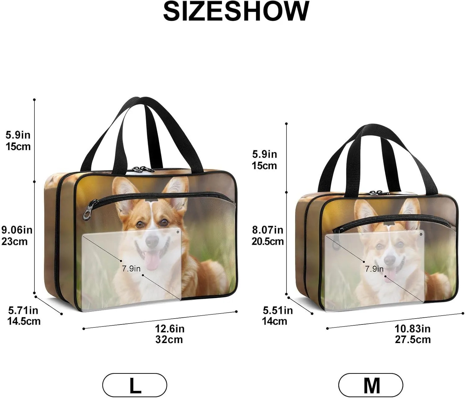 Fustylead Cute Welsh Corgi Dog on The Lawn Large Medical Supplies Organizer Bag with Zipper Empty First Aid Bag Trauma Kit for Traveling Hiking Camping