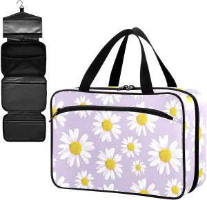 Fustylead Hand Draw Daisy on Light Purple Background Large Medical Supplies Organizer Bag with Zipper Empty First Aid Bag Trauma Kit for Traveling Hiking Camping