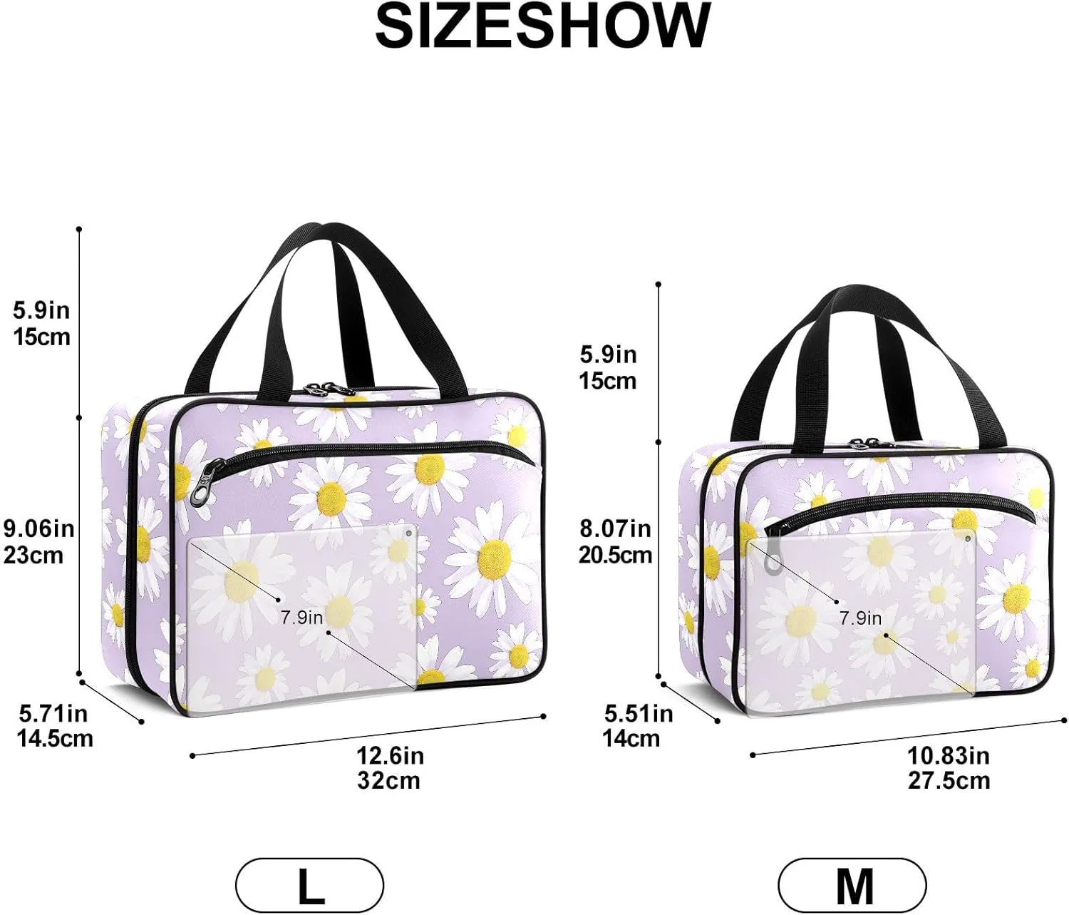 Fustylead Hand Draw Daisy on Light Purple Background Large Medical Supplies Organizer Bag with Zipper Empty First Aid Bag Trauma Kit for Traveling Hiking Camping