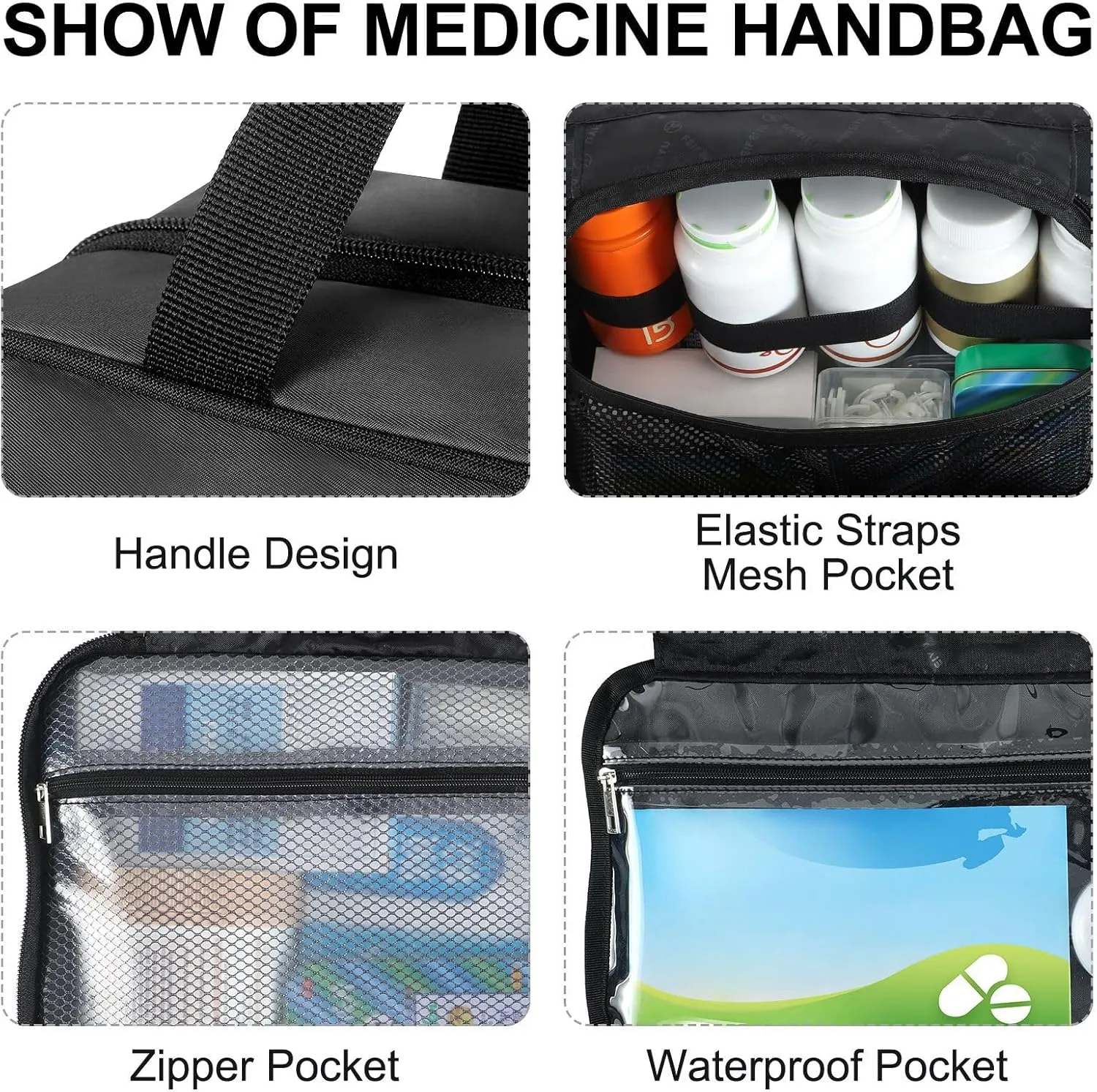 Fustylead Mystic Black Cat Silhouette and Stars Moon Large Medical Storage Bag with Zipper Empty First Aid Bag Trauma Kit for Traveling Hiking Camping Backpacking