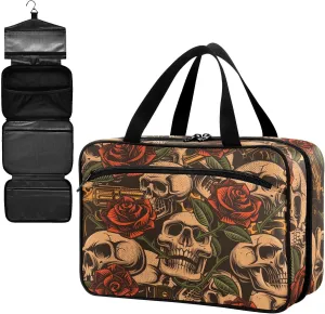 Fustylead Retro Skulls with Guns and Roses Large Medical Storage Bag with Zipper Empty First Aid Bag Trauma Kit for Traveling Hiking Camping Backpacking
