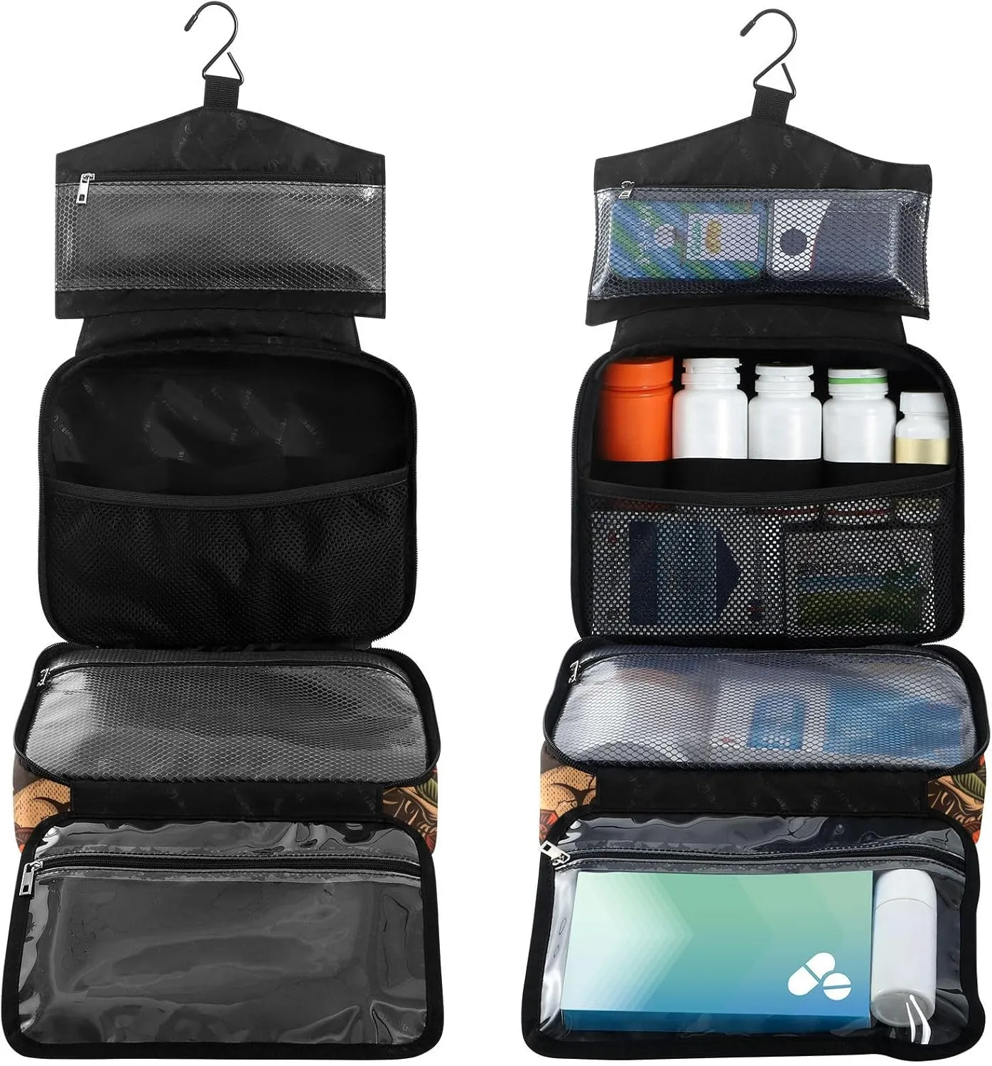 Fustylead Retro Skulls with Guns and Roses Large Medical Storage Bag with Zipper Empty First Aid Bag Trauma Kit for Traveling Hiking Camping Backpacking