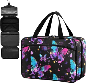 Fustylead Vibrant Beautiful Butterflies Ink Splashes Large Medical Supplies Organizer Bag with Zipper Empty First Aid Bag Trauma Kit for Traveling Hiking Camping