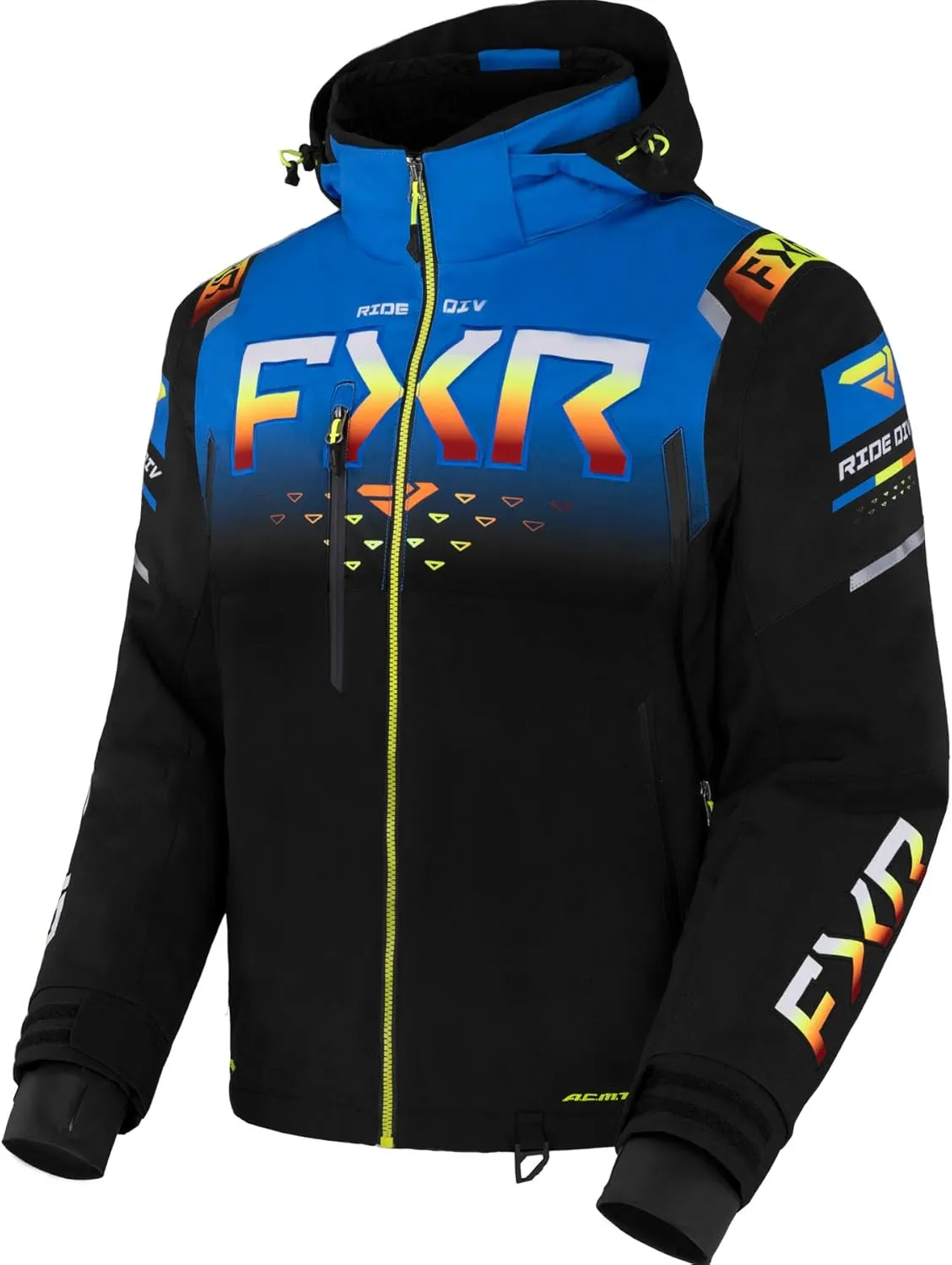 FXR Men's Helium X 2-in-1 Snowmobile Jacket 2023 (Black/Blue/Inferno - X-Small)