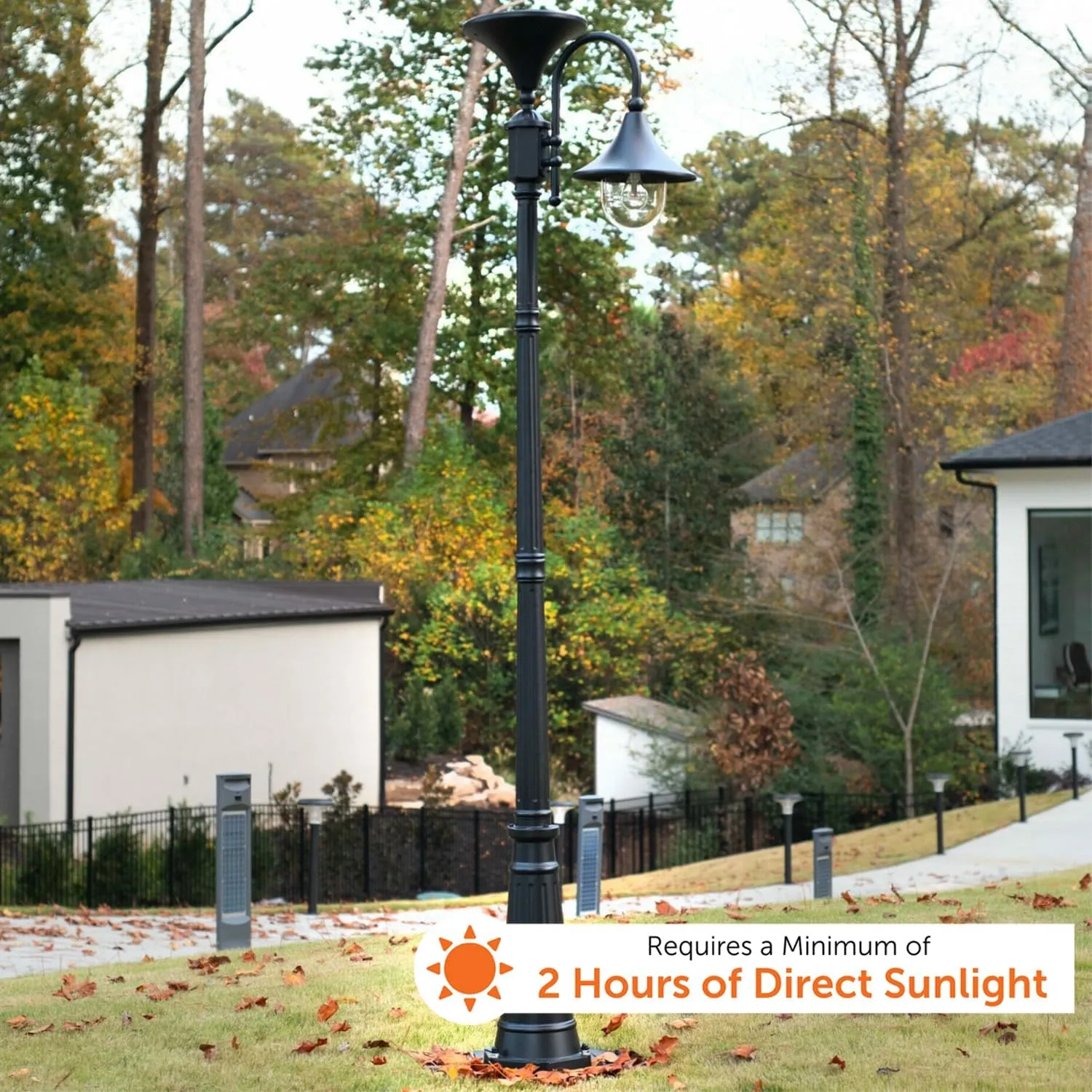 Gama Sonic Everest 92 in. Black Modern LED Solar Landscape Lamp Post Light Black