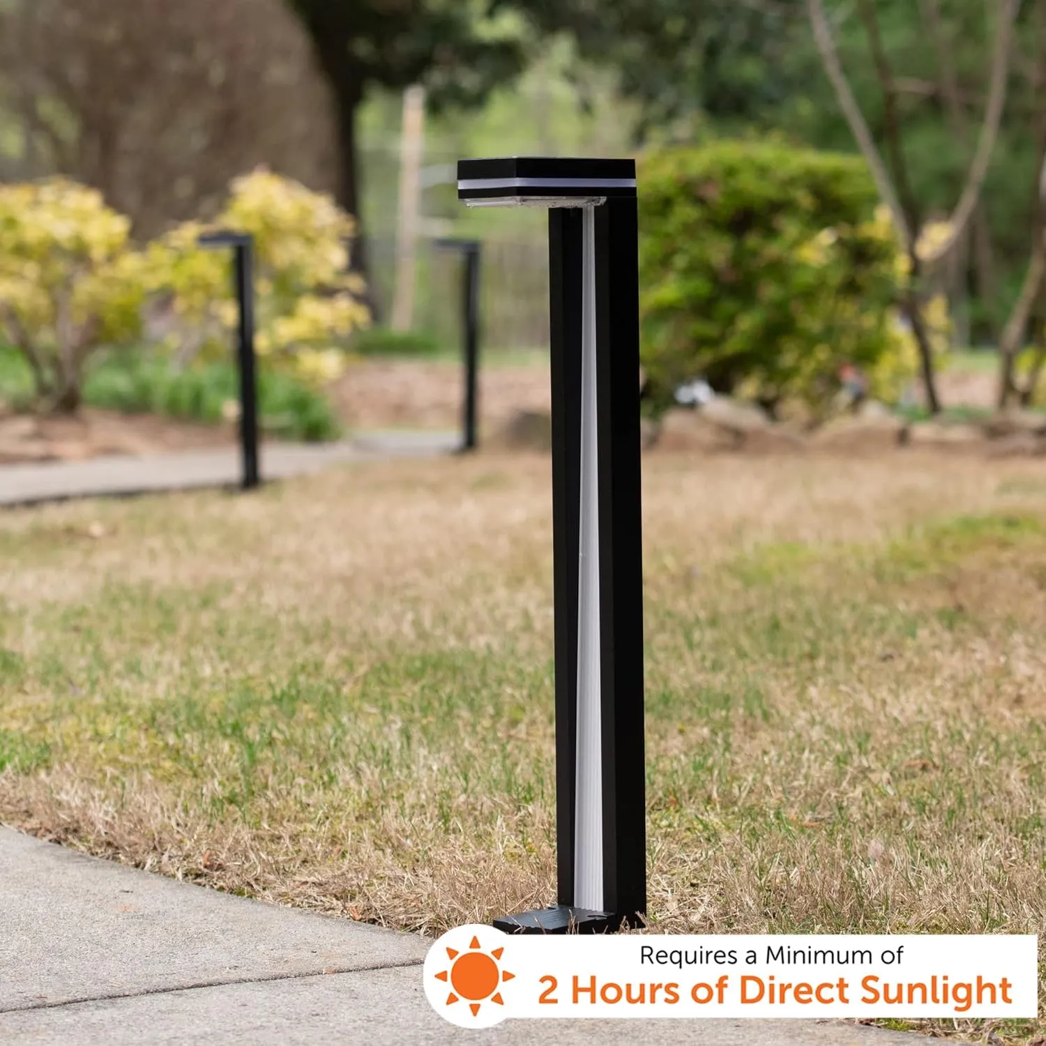 Gama Sonic Sentry Solar Outdoor Pathway Lamp, Heavy Duty Cast Aluminum, Modern Walkway Upright, Bright White 6000K 60 Lumen Orange Accent Light, Pack of 2, 92iP270082