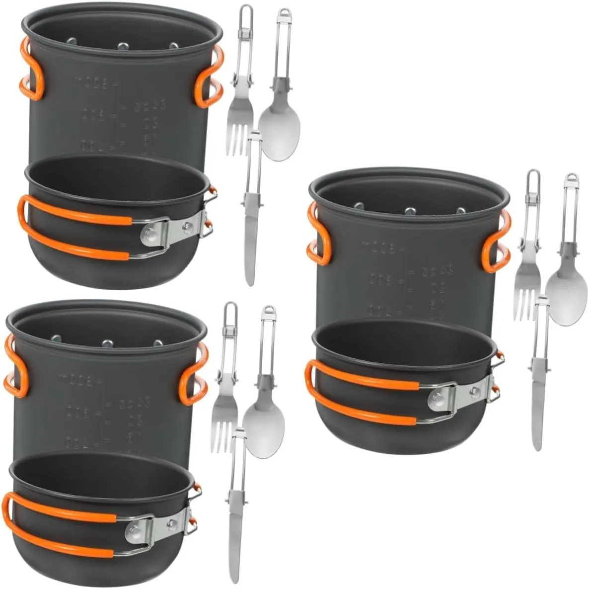 GANAZONO 3 Sets Camping Hiking Cooking Pots Lightweight Aluminum Cookware Set Picnic Supplies