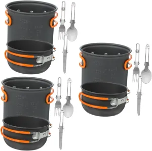GANAZONO 3 Sets Camping Hiking Cooking Pots Lightweight Aluminum Cookware Set Picnic Supplies