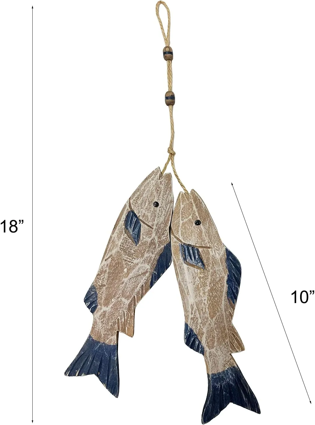 GAPLUM Set of 2 Wooden Carved Fish Wall Hanging Nautical Ornaments Hand Carved Wood Fish Wall Hanging Sculpture Lake House Decor Indoor Outdoor Decoration