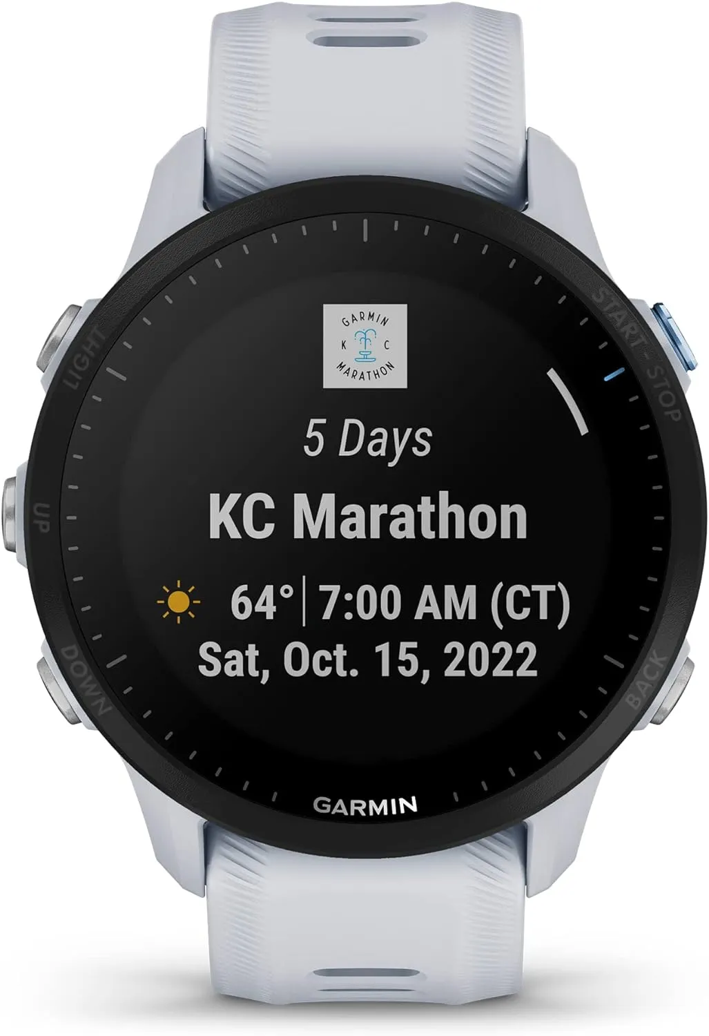 Garmin Forerunner® 955, GPS Running Smartwatch, Tailored to Triathletes, Long-Lasting Battery, Whitestone (Renewed)