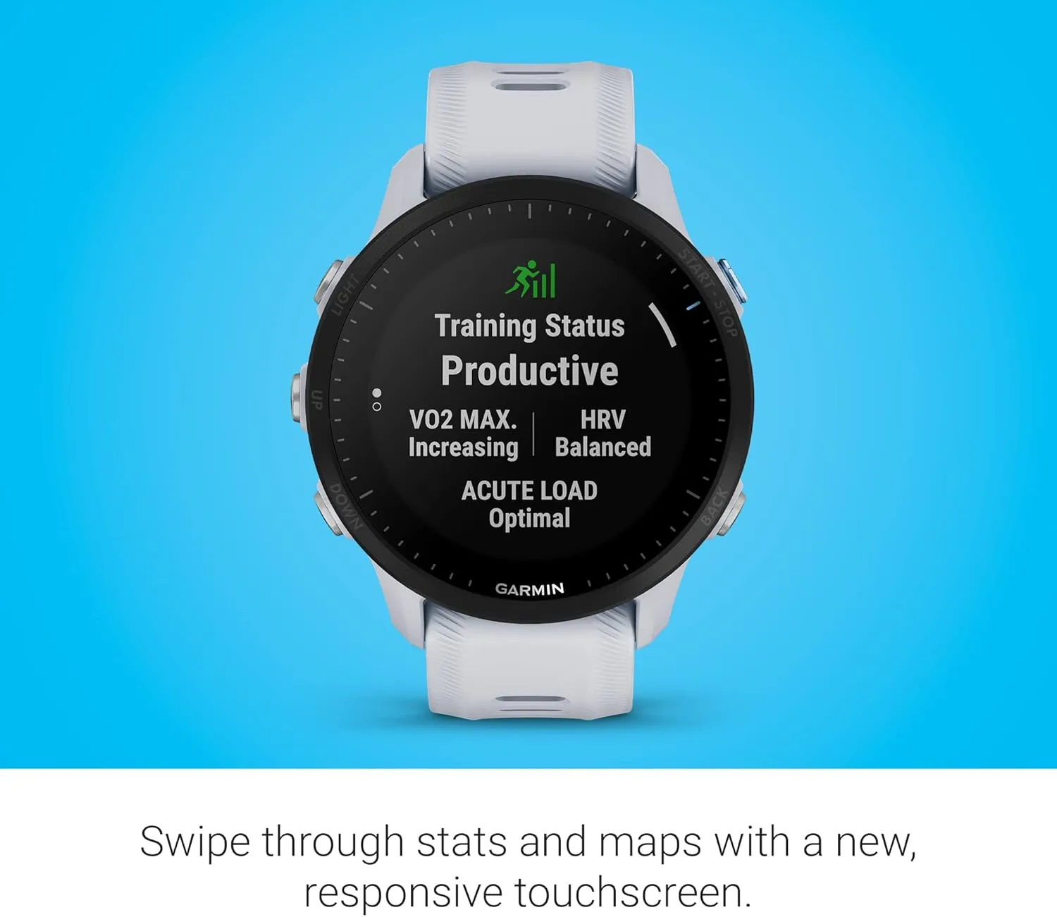 Garmin Forerunner® 955, GPS Running Smartwatch, Tailored to Triathletes, Long-Lasting Battery, Whitestone (Renewed)