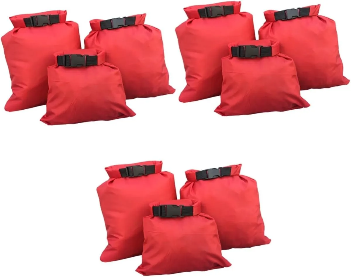 Garneck 3pcs Dry Bag Set for Kayaking - Boating - and Fishing Lightweight Waterproof Storage Pouches 15L 25L 35L Durable Red Waterproof Bags for Camping Gear and Outdoor