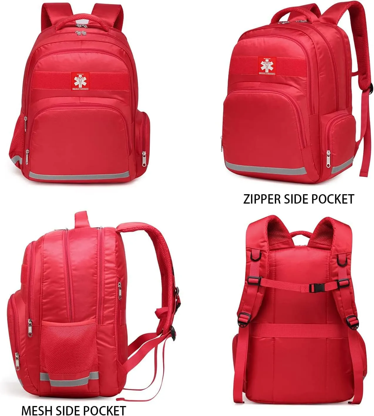 Gatycallaty First Aid Backpack Medical Emt First Responder Bag Empty Ems Emergency Home Health Hiking Trauma Travel Camping (medical red, Large)