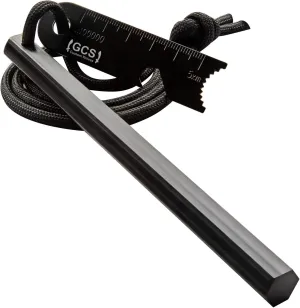 GCS Fire Starter Flint Steel 12.5 mm Thick Magnesium Hexagon with 6 Wide Surfaces Bushcraft Fire Steel 20,000  Strikes Survival Ferro Rod with Leather Lanyard and Multi Tool Striker Scraper