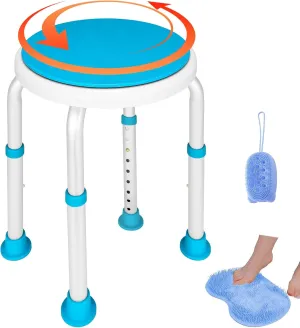 Gillion Shower Chair for Inside Shower, 360 Degree Swivel Shower Seat, Adjustable Height Shower Stool, Non-Slip Shower Bench Bathtub Seat Stool for Elderly Disabled Adults Handicap 350 lbs Capacity