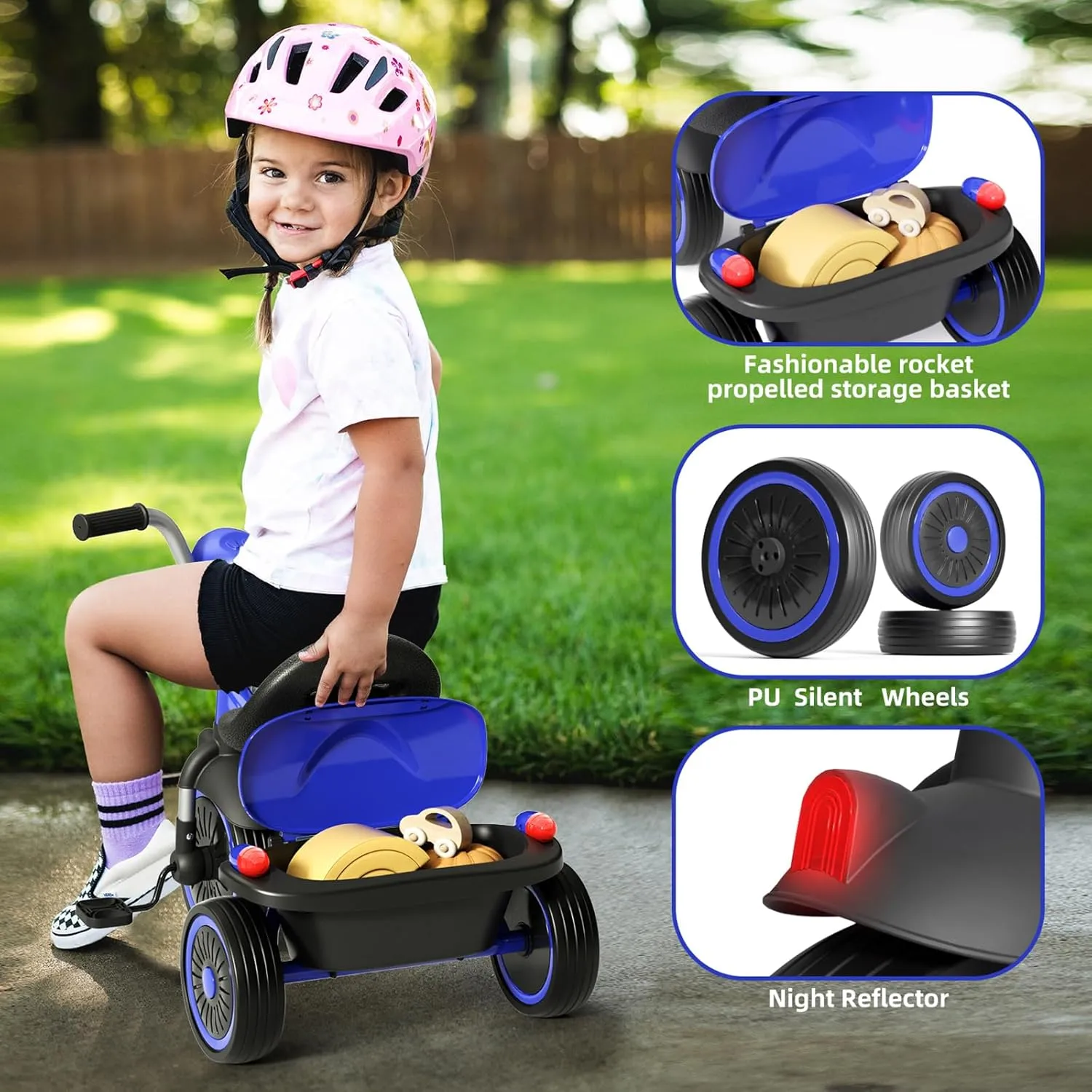 Glaf Tricycle for Toddler 1-3 Bike Kids Tricycle Trike Toddler Bike for 2-4 Year Olds Toys Baby Bike with Adjustable Seat and Storage Basket Birthday Gifts for Toddlers 1  Years Old Boys Girl (Blue)