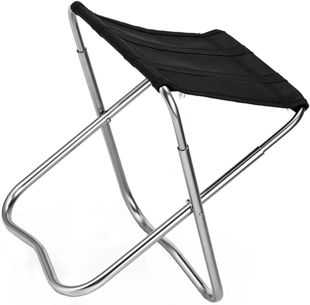 GLEAVI 1pc Lightweight Portable Folding Fishing Chair Heavy Duty Outdoor Stool for Camping and Hiking Easy Setup Compact Design Black