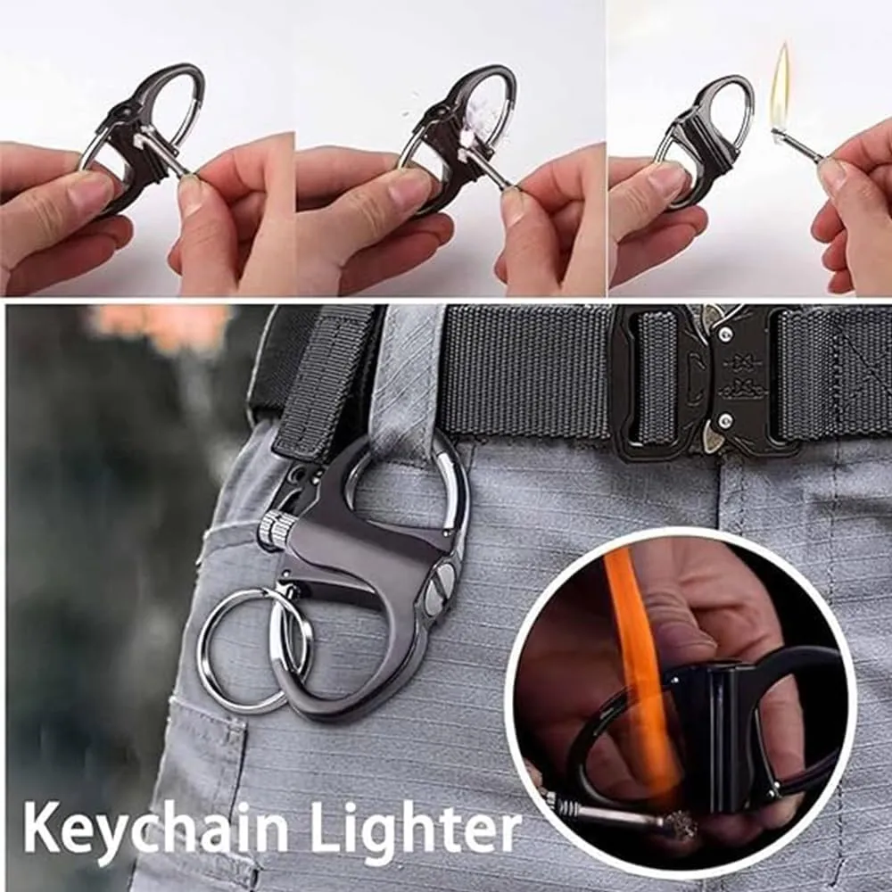 Gloryboom Keychain Lighter Without Kerosene, Hidden Forever Lighter Keychain, Reusable Fire Starter Key Ring, for Outdoor and Home (Gold 2pcs)