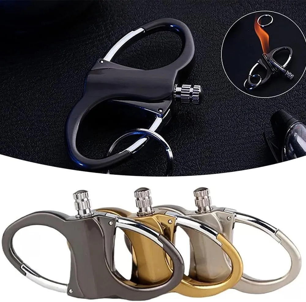 Gloryboom Keychain Lighter Without Kerosene, Hidden Forever Lighter Keychain, Reusable Fire Starter Key Ring, for Outdoor and Home (Gold 2pcs)