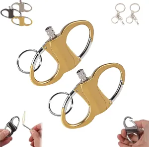 Gloryboom Keychain Lighter Without Kerosene, Hidden Forever Lighter Keychain, Reusable Fire Starter Key Ring, for Outdoor and Home (Gold 2pcs)