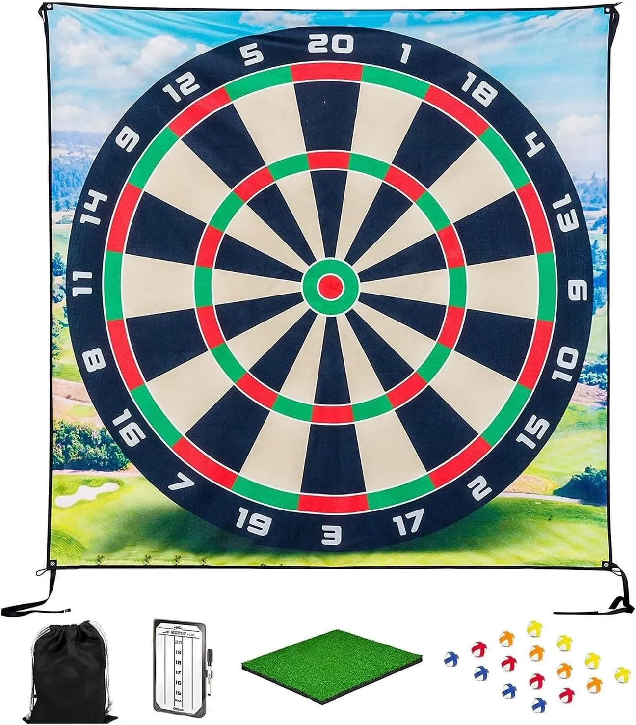 Golf Chipping Game Mat Set,Golf Chipping Game Set Indoor Outdoor Games Play Equipment Golf Score Dart Game Chip Game Golf Training Aid,Golf Games for Adults Indoors 200cm