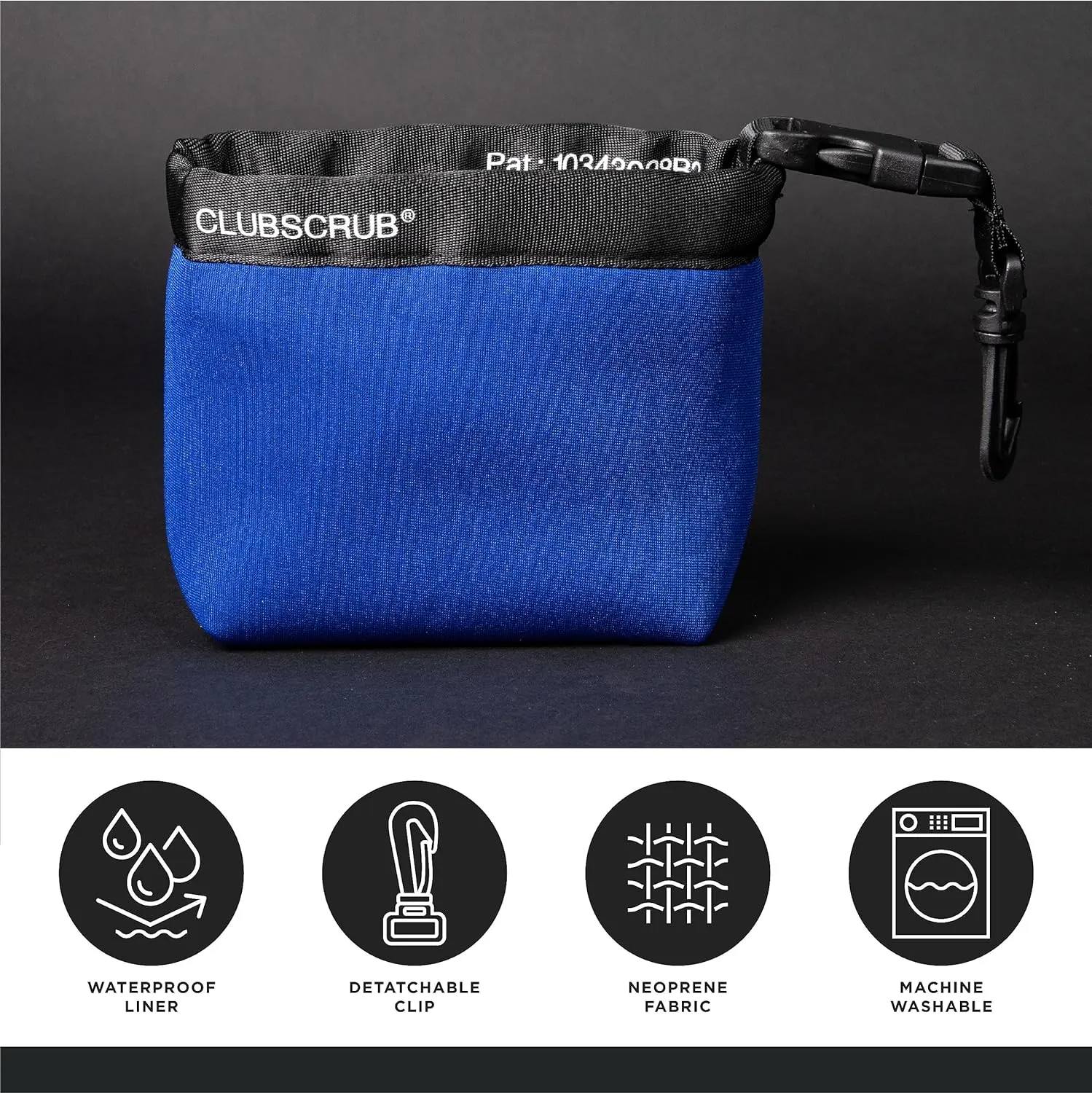 Golf Club and Golf Ball Cleaning Bag, Waterproof Clean Face Technology Liner, Detachable Clip, Machine Washable, Cleans Club Grooves, Dry Exterior (Neoprene or Microfiber Option Available)