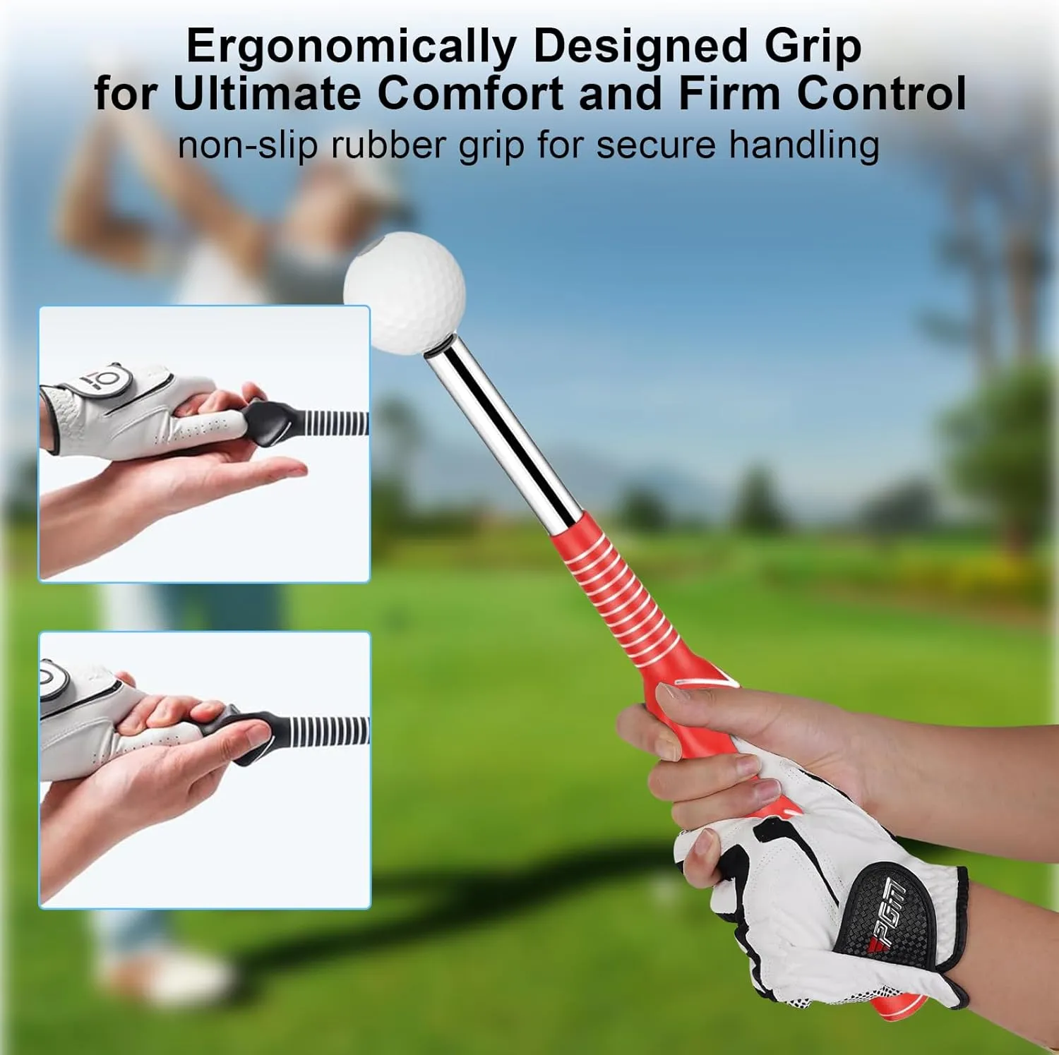 Golf Training Aids, Golf Grip Training Aid Swing Trainer with 1 Arm Posture Correction Band and 1 Telescopic Golf Simulator, Golf Practice Accessories Perfect for Beginners and Pros