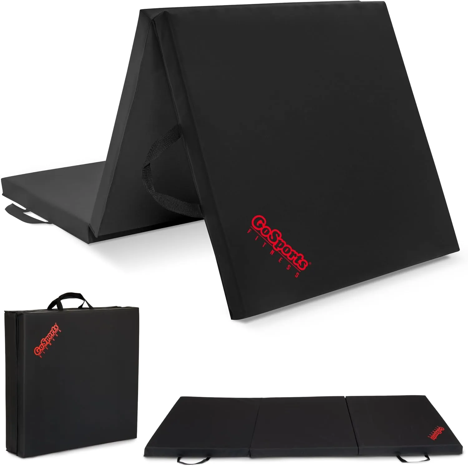 GoSports 2 inch Thick 6 ft x 2 ft Tri-Fold Exercise Fitness Mat - Great For Workouts, Yoga, Stretching