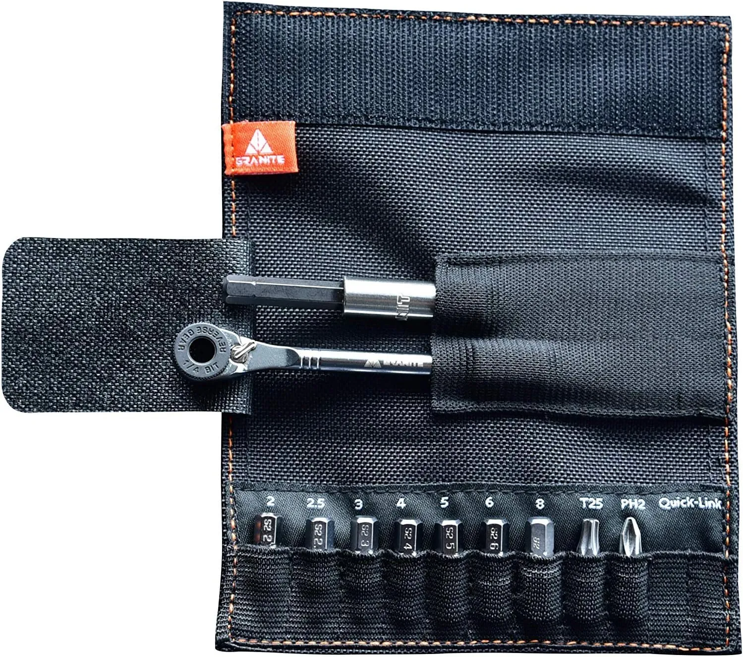 Granite Rocknroll Mini Ratchet Bike Tool Kit, Bike Multitool Kit with 9 Tool Bits and Extension Rod, Portable Bicycle Tool Kit for Mountain Bike, Road Bike and Gravel Bike (Green Camo)