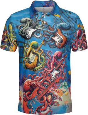 Guitar Polo Golf Shirts for Men Women - Music Instrument Mens Polo Shirts Short Sleeve Mens Polo Shirts Dry Fit Serie 47