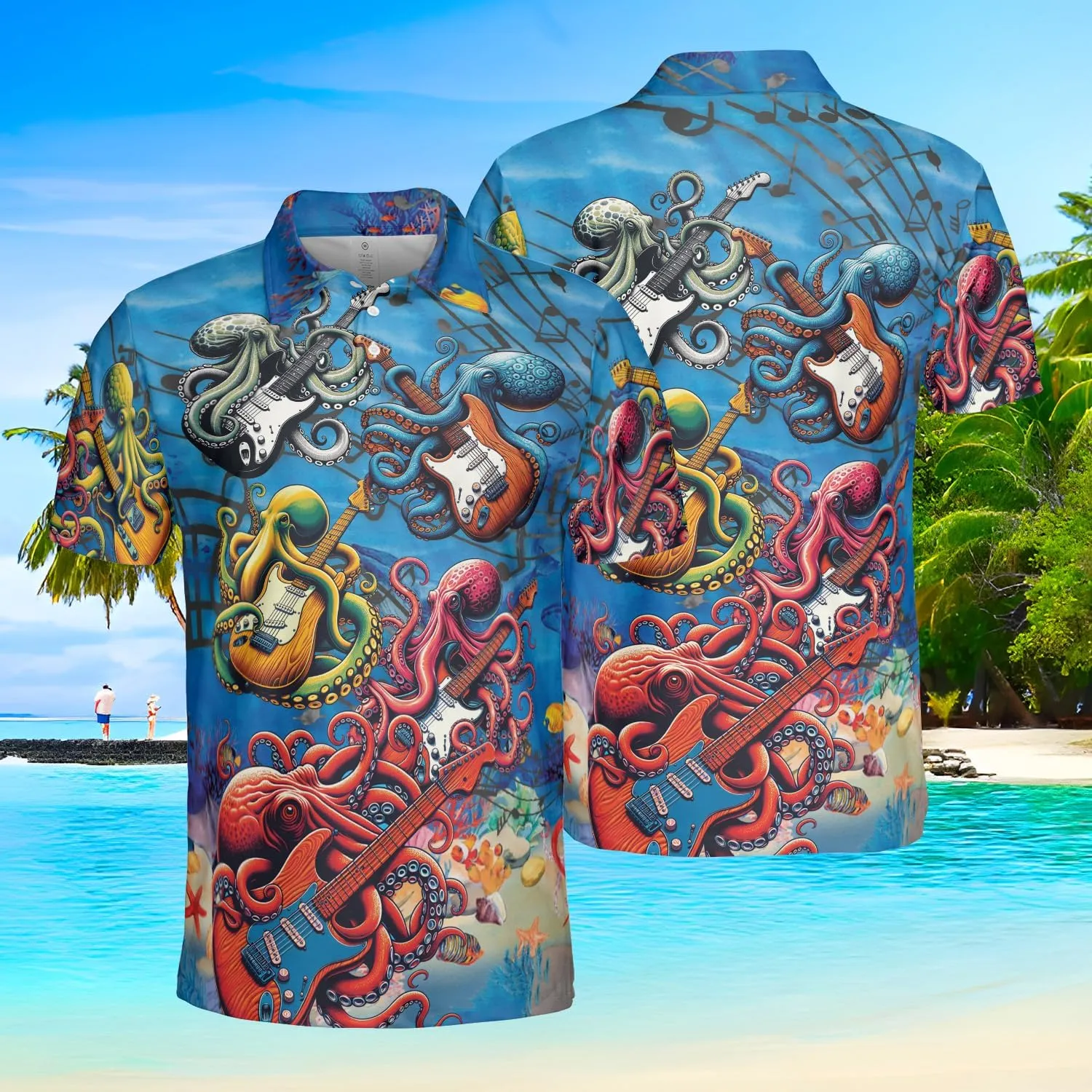Guitar Polo Golf Shirts for Men Women - Music Instrument Mens Polo Shirts Short Sleeve Mens Polo Shirts Dry Fit Serie 47
