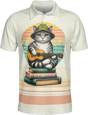 Guitar Polo Golf Shirts for Men Women - Music Instrument Mens Polo Shirts Short Sleeve Mens Polo Shirts Dry Fit Serie 47