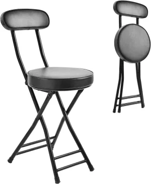 H HOMEWINS Cushioned Padded Folding Stool,18.7-Inch Counter Height Bar Stool,Portable Folding Stool with Handle for Fishing Hiking Gardening Travel BBQ