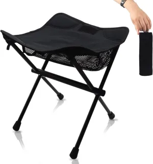 HADUKI Camping Chair Foot Stool,Folding Lightweight Stool Portable Collapsible Camping Stool Retractable Chairs with Carry Bag 220LBS Camping Stools for Indoor Or Camping Fishing Hiking BBQ(Black)