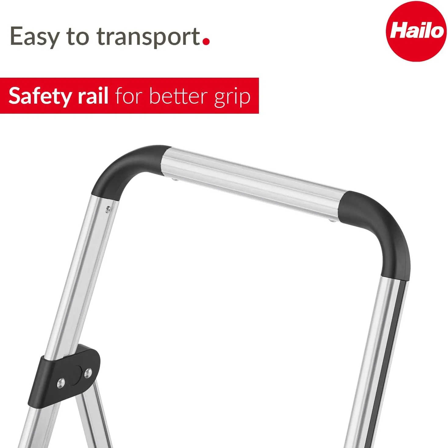 Hailo Folding Step Stool, Non-Slip 2 Step Ladder for Garage, Home and Kitchen, K71, Silver/Black