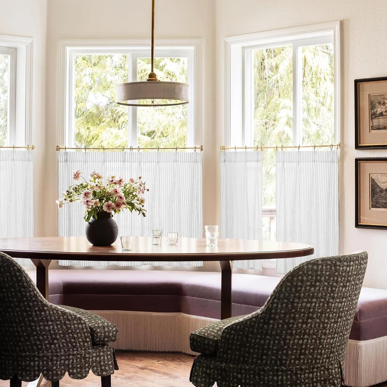 Half Curtains for Windows,Cafe Curtains 24 Inch Length Pinch Pleated Short Bathroom Curtains Window,Grey and White