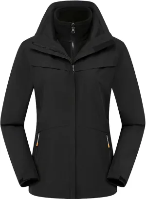 HALO RAIN Women's 3 in 1 Waterproof Ski Jacket Warm Winter Snow Coat Windproof Fleece Lined Winter Jacket Fully Taped Seams