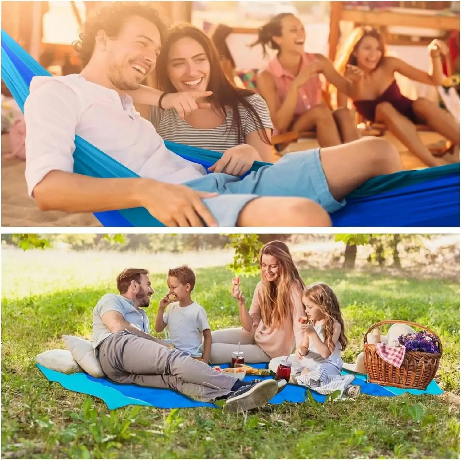 Hammock Camping Portable Nylon Fabric Beach Hanging Swing Garden Single and Double Hammock