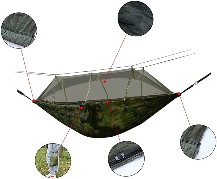 Hammock Handmade Portable Outdoor Camping Hammock 1-2 Person Go Swing with Mosquito Net Hanging Bed Ultralight Tourist Sleeping Hammock Swing