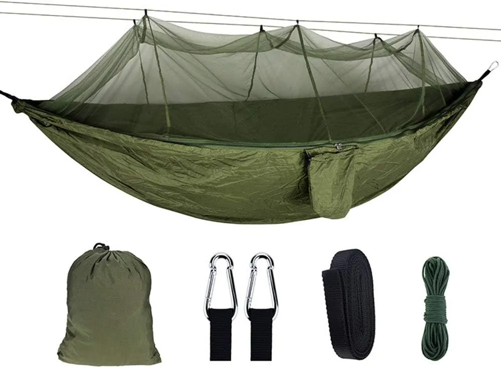 Hammock Portable Outdoor Camping Tent Hammock with Mosquito Net 210T Nylon 2 Person Canopy Parachute Hanging Sleeping Swing Bed Hammocks (Color : 13)