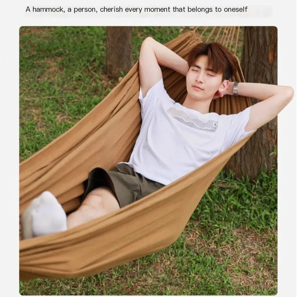 Hammocks Outdoor Hammock Outdoor Swing Adult Thick Double Anti-Rollover Dormitory Dormitory Student Hanging Chair Camping Hammocks(Brown,Small)
