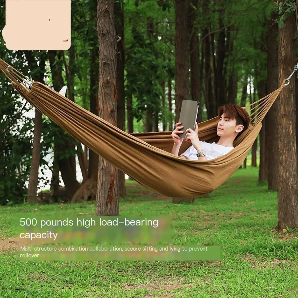 Hammocks Outdoor Hammock Outdoor Swing Adult Thick Double Anti-Rollover Dormitory Dormitory Student Hanging Chair Camping Hammocks(Brown,Small)