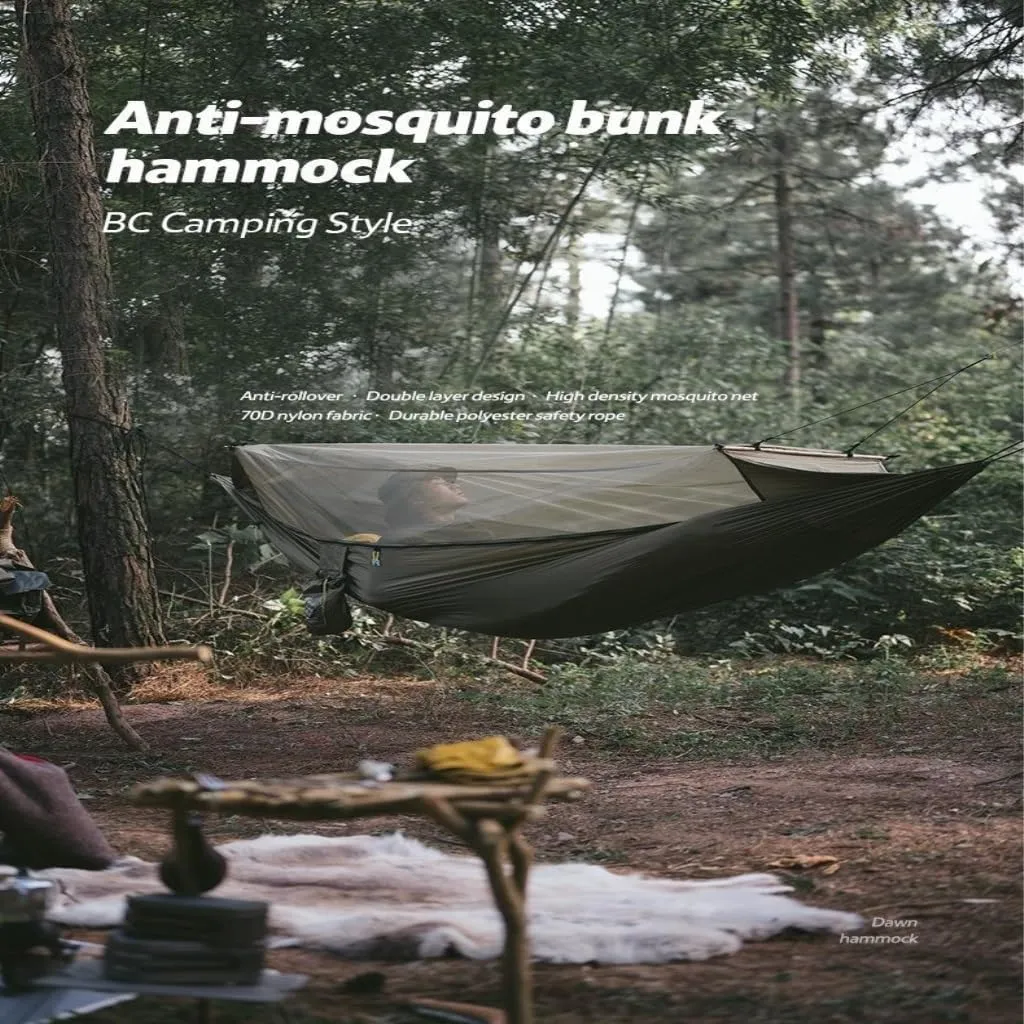 Hamock Hammock Outdoor Camping Outdoor Camping Double-Layer Anti-Mosquito Hammock Breathable Hanging Tree Tent Hanmock(Red)