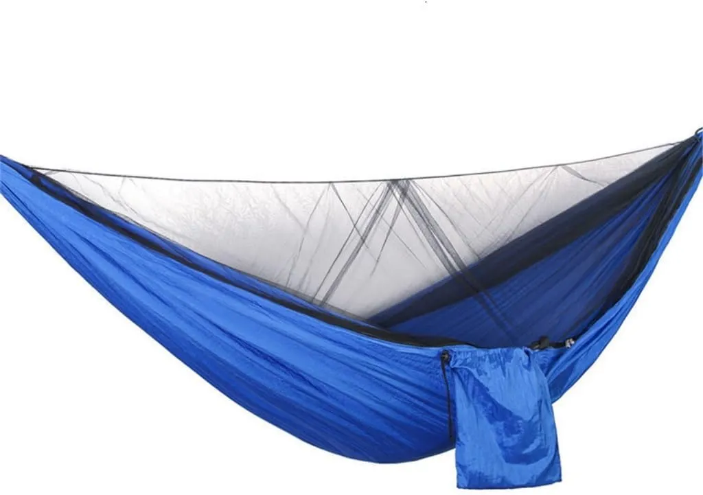 Hamock Quick-Release Hammock with Mosquito Net Hanging Sheet Double Parachute Cloth Anti-Rollover Camping Hammock Hanmock(G)