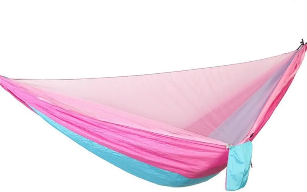Hamock Quick-Release Hammock with Mosquito Net Hanging Sheet Double Parachute Cloth Anti-Rollover Camping Hammock Hanmock(G)
