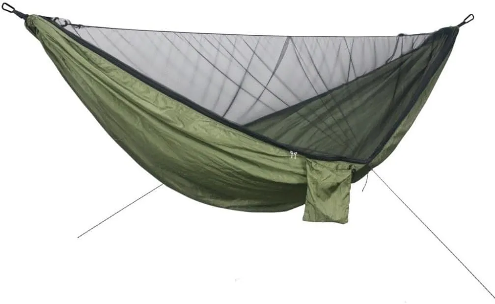 Hamock Quick-Release Hammock with Mosquito Net Hanging Sheet Double Parachute Cloth Anti-Rollover Camping Hammock Hanmock(G)