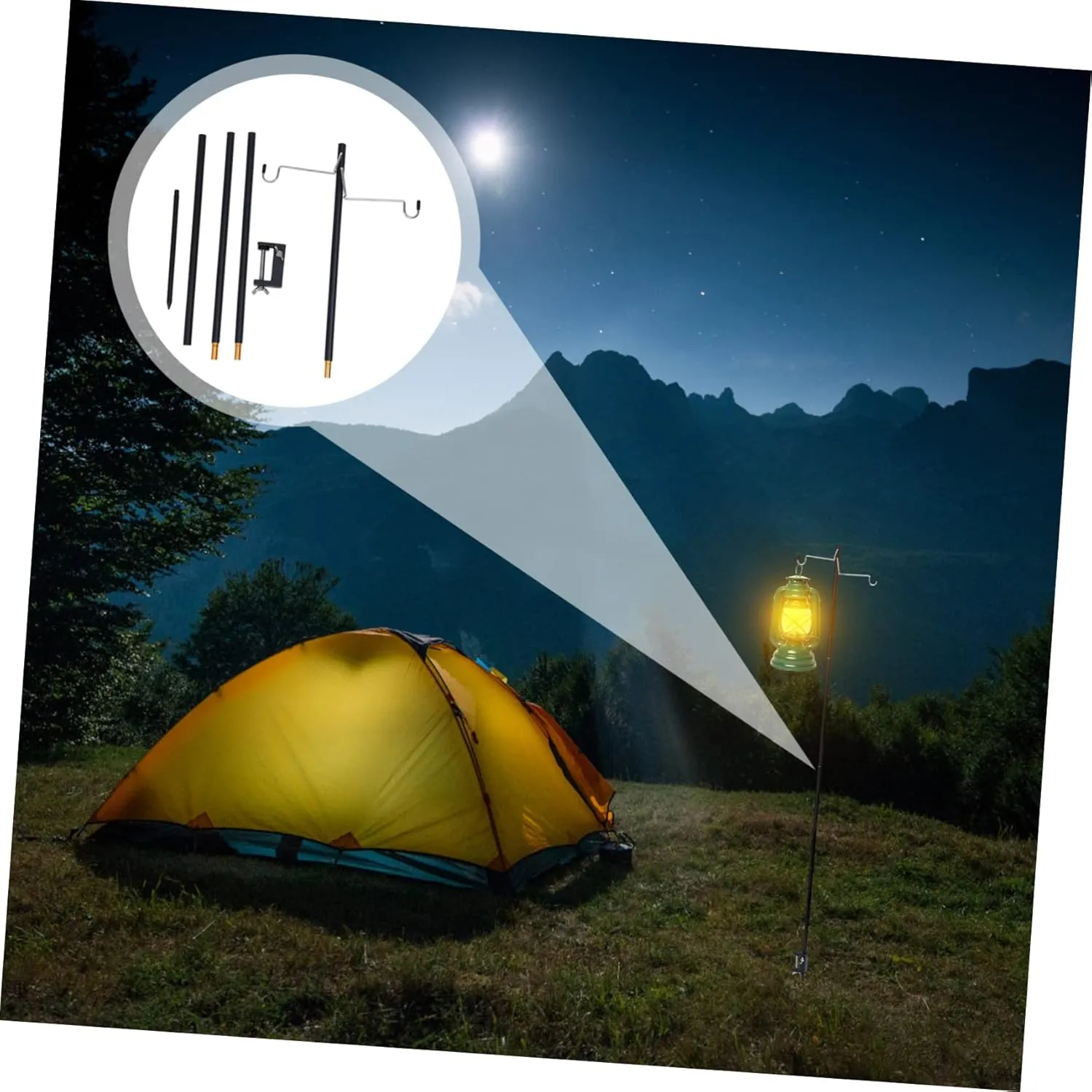 HANABASS 1 Set Folding Table Light Stand Outdoor Light Bracket Camping Lamp Stand Folding Lamp Pole Lantern Stand
